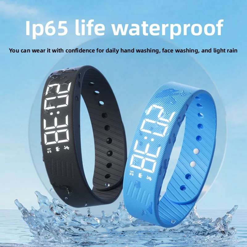 LED Digital Alarm Clock Watch Waterproof Snooze-proof Alarm Bracelet Adjustable with Running Pedometer Fitness Wristbands