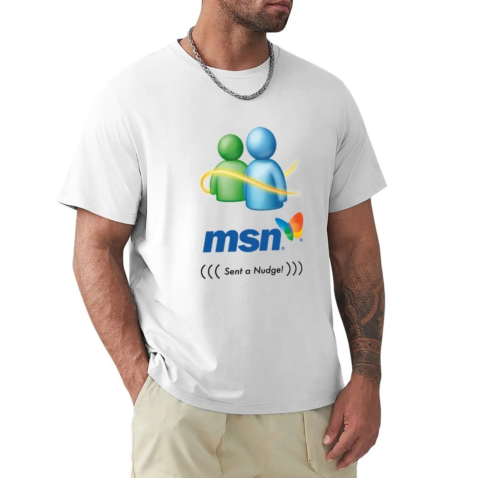 Messenger MSN Sent a nudge! T-Shirt plain t-shirt Short sleeve funny t shirts tops workout shirts for men