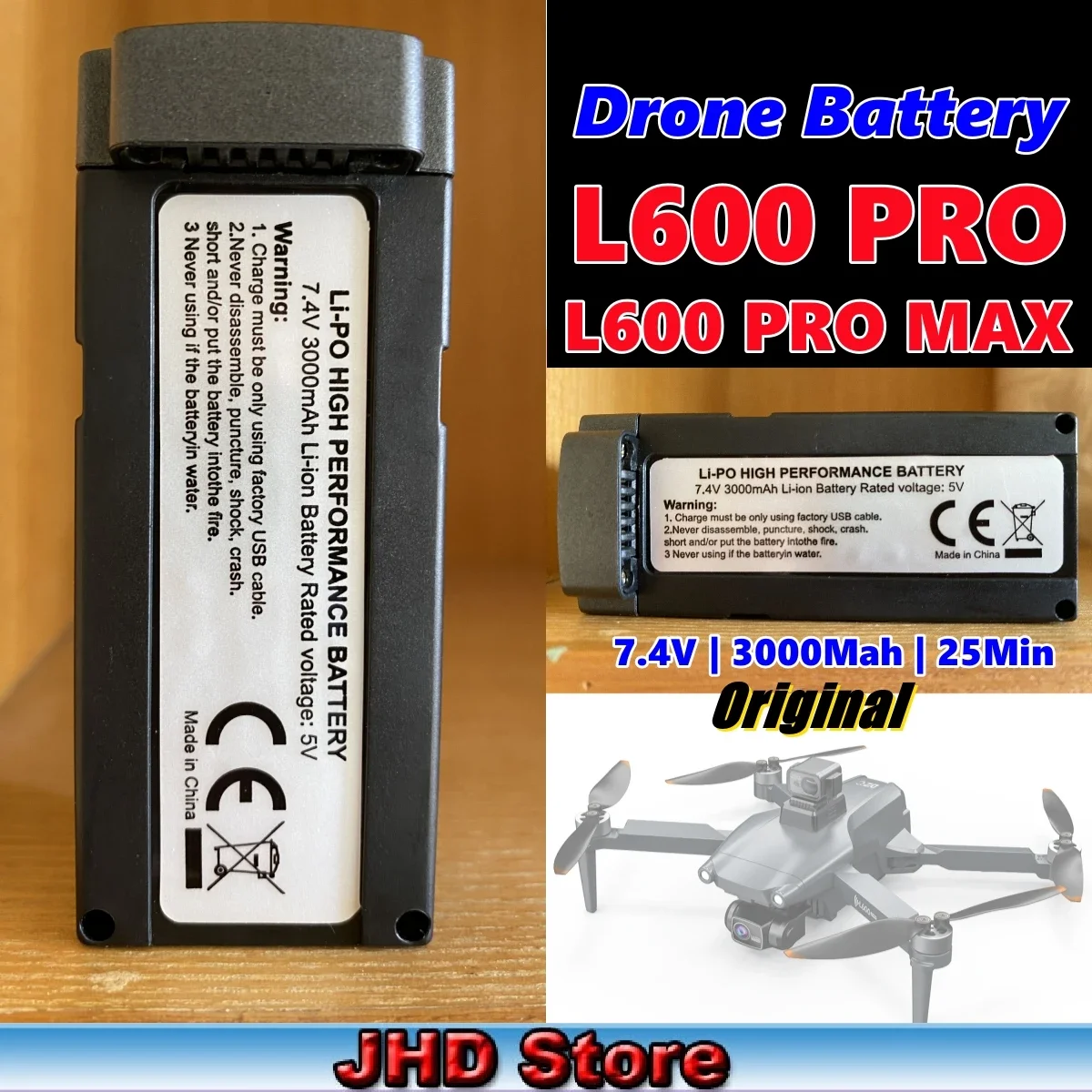 JHD LYZRC L600 Pro /L600 Pro MAX bateria do drona 25min żywotność baterii dla oryginalnego bateria Lipo akcesoria drona zdalnie sterowanego L600 Pro