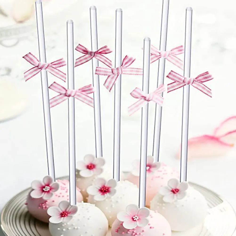 100 قطعة من أعواد الأكريليك الشفافة قضبان المصاصة لكعكة الملوثات العضوية الثابتة للكب كيك القبعات العالية شرب النمامون لتقوم بها بنفسك قضبان الشوكولاتة الزخرفية