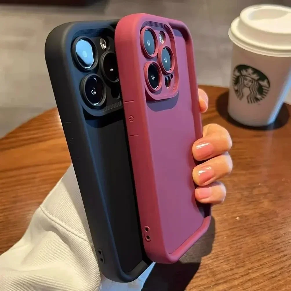 Solid Color Soft Silicone Phone Case For iPhone 11 12 13 14 15 Pro Max XS X XR 7 8 15 6 Plus SE2020 Camera Lens Protection Cover