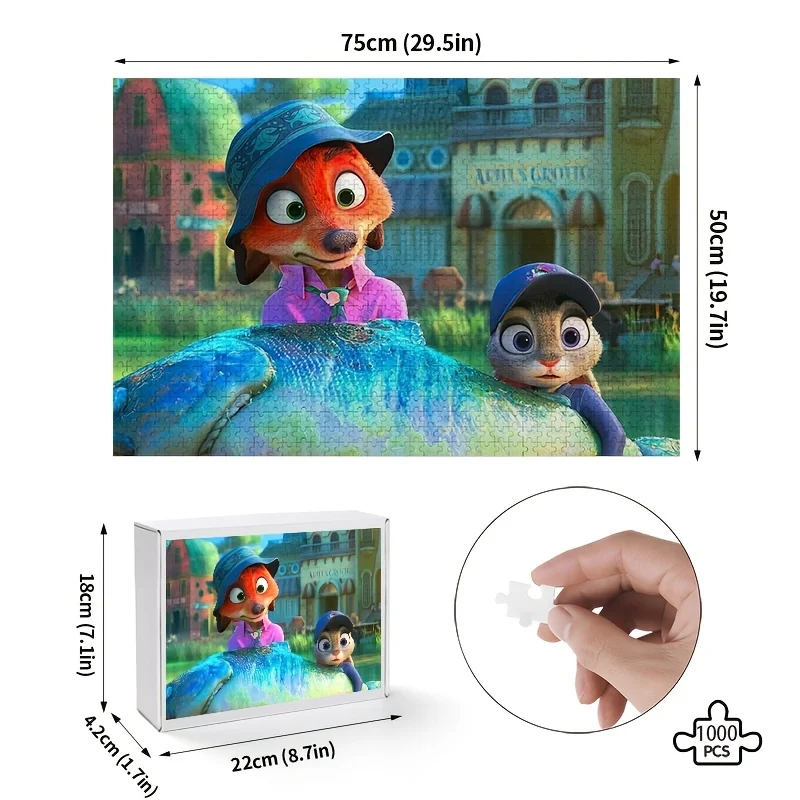 디즈니 주토피아 주디 홉스와 닉 와일드 포스터 퍼즐 1000개 |   가족 오락에 이상적이며, 성인을 위한 두뇌 자극 게임, 완벽합니다