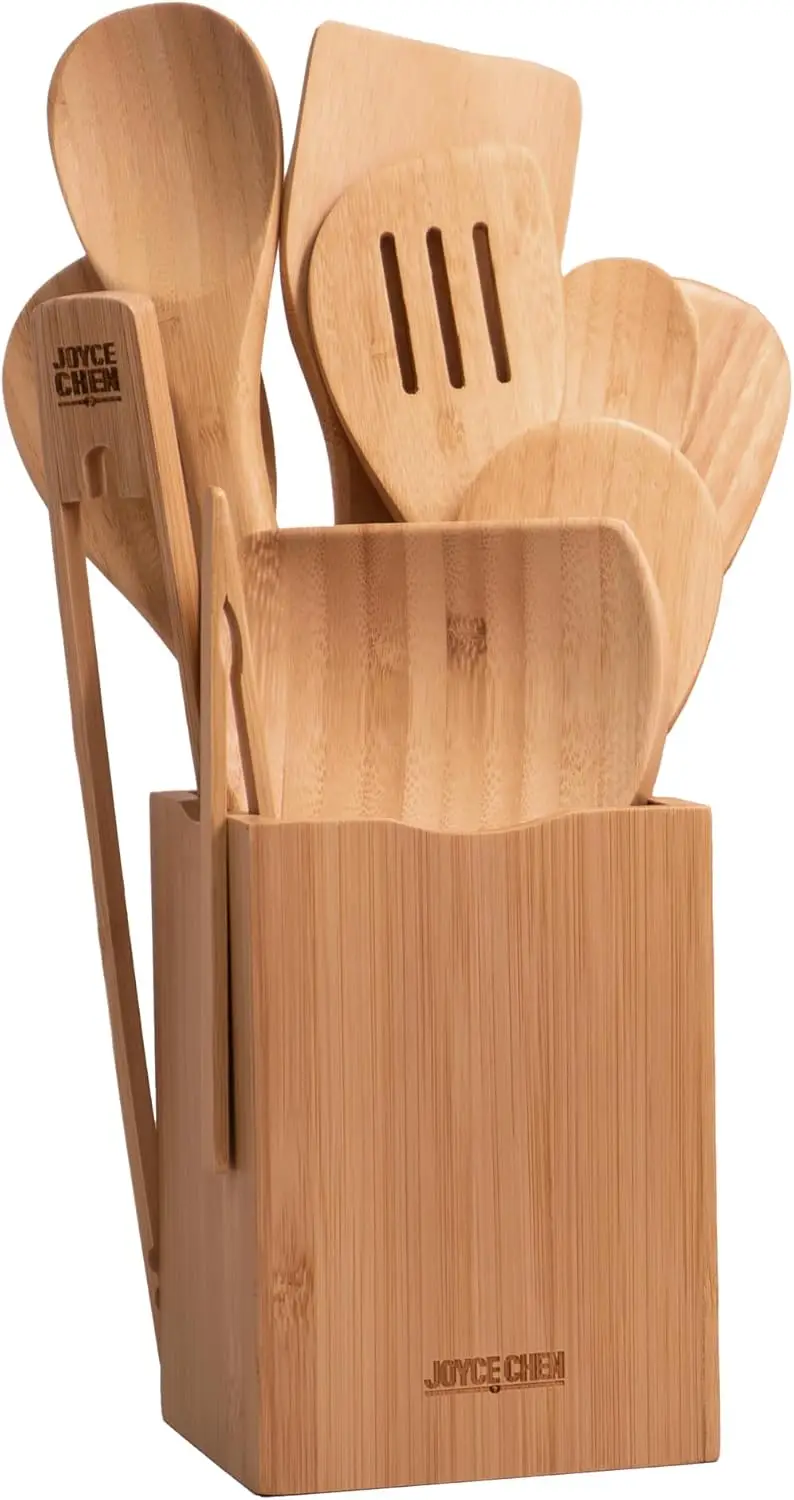 

11-Piece Bamboo Cooking Utensil Set, Non-Abrasive for All Cookware, Easy to Clean and Ergonomic