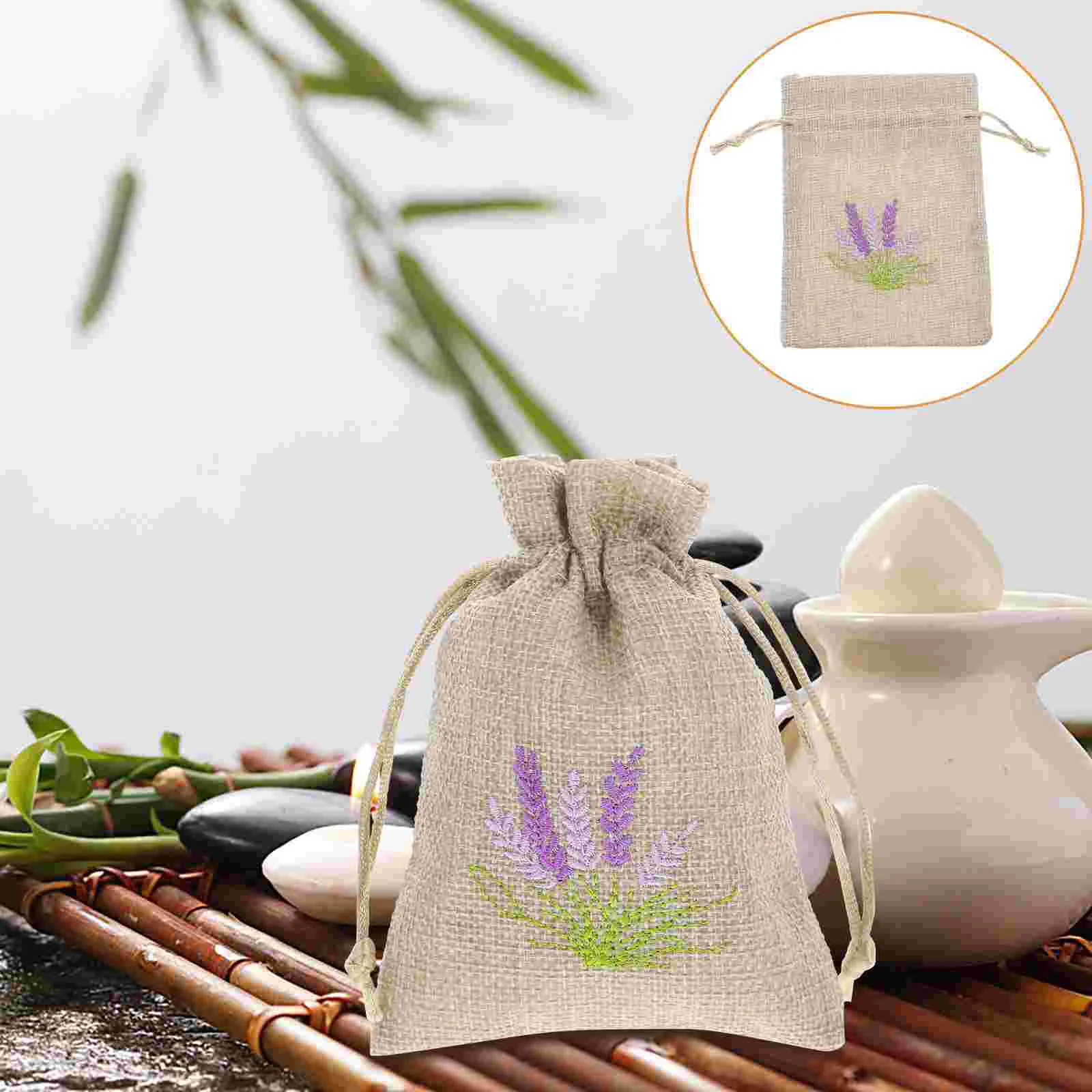 

Lavender Sachet Bag Empty Linen Drawstring Closure Dried Flower Storage Aromatherapy Fragrance Home Decor Gift Packaging Pouch