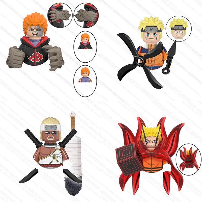 Figurines de jeu Naruto, blocs de construction, personnages Kaguya, Boruto, Neji, Tenten, Iruka, Yamato, Madara, Sasuke, modèle d'action, cadeau