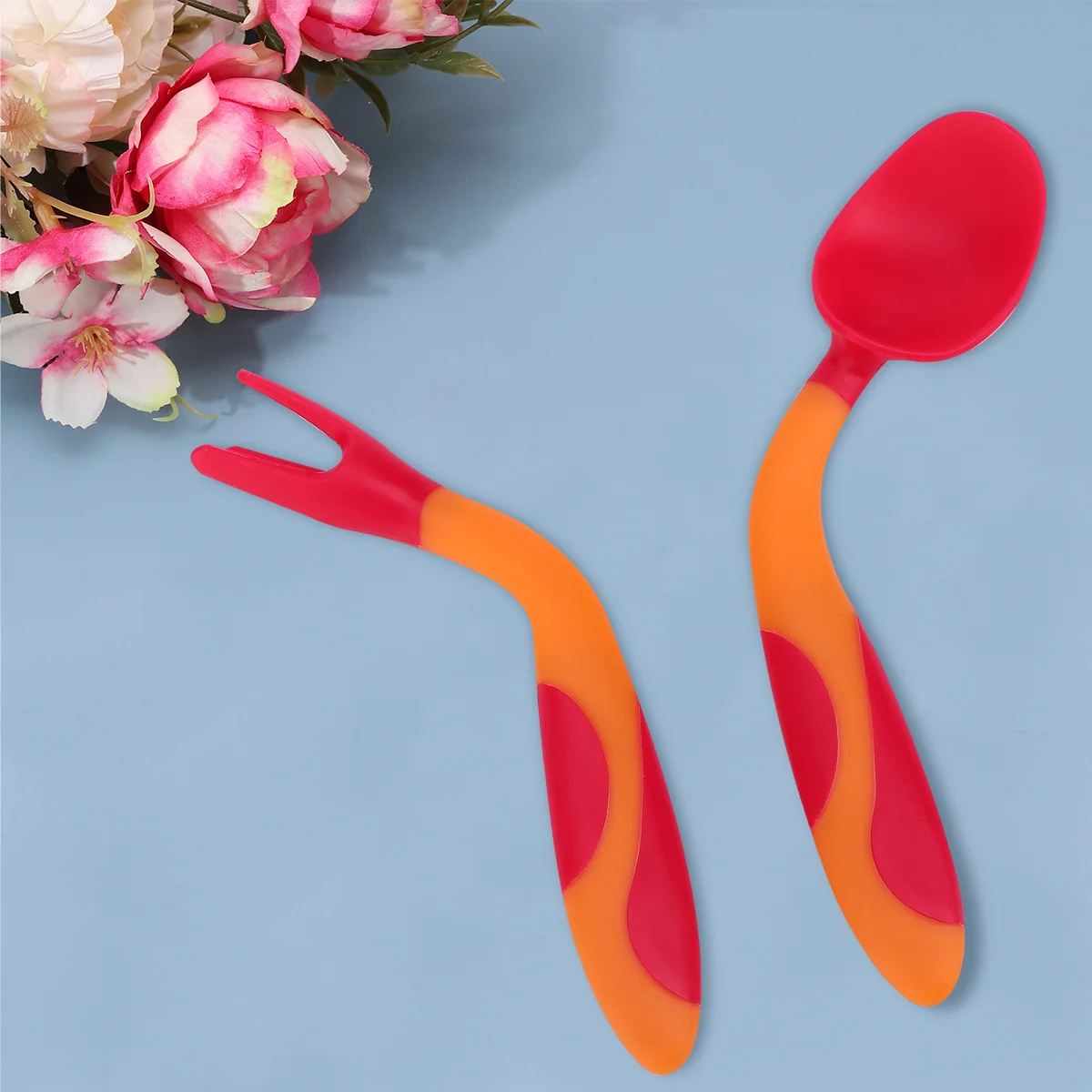 مجموعة واحدة من أدوات مائدة تدريب الأطفال سهلة الإمساك ومقبض مموج ومقاومة للحرارة ومقاومة للتشوه مناسبة للتعليم بعمر سنتين باللون الأحمر #4