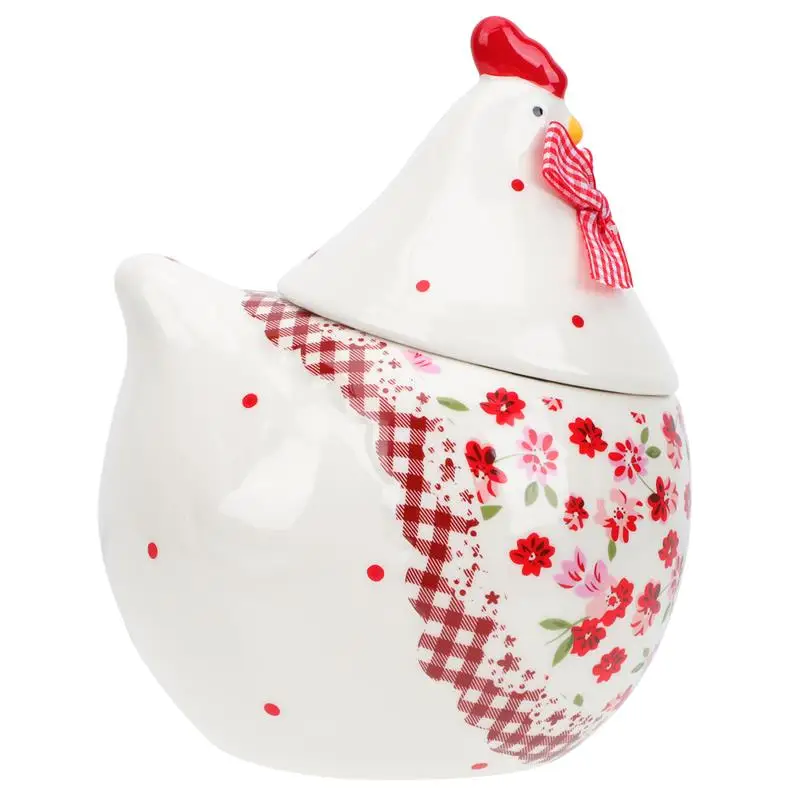 1 Ceramic Biscuit Jar Easter Chicken Canister With Lid Hen Shaped Jar Flour Container Coffee Bean Jar Cereal Rooster Cookie Jar