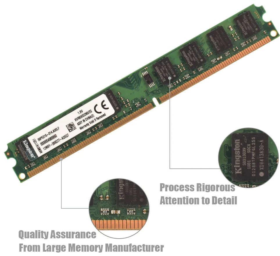 Imagem -03 - Kingston-memória Ram Udimm para Desktop Não-ecc sem Buffer Ddr2 2gb 667mhz 800mhz Pc25300 Pc26400 240 Pinos 1.8v 10 25 50 Peças