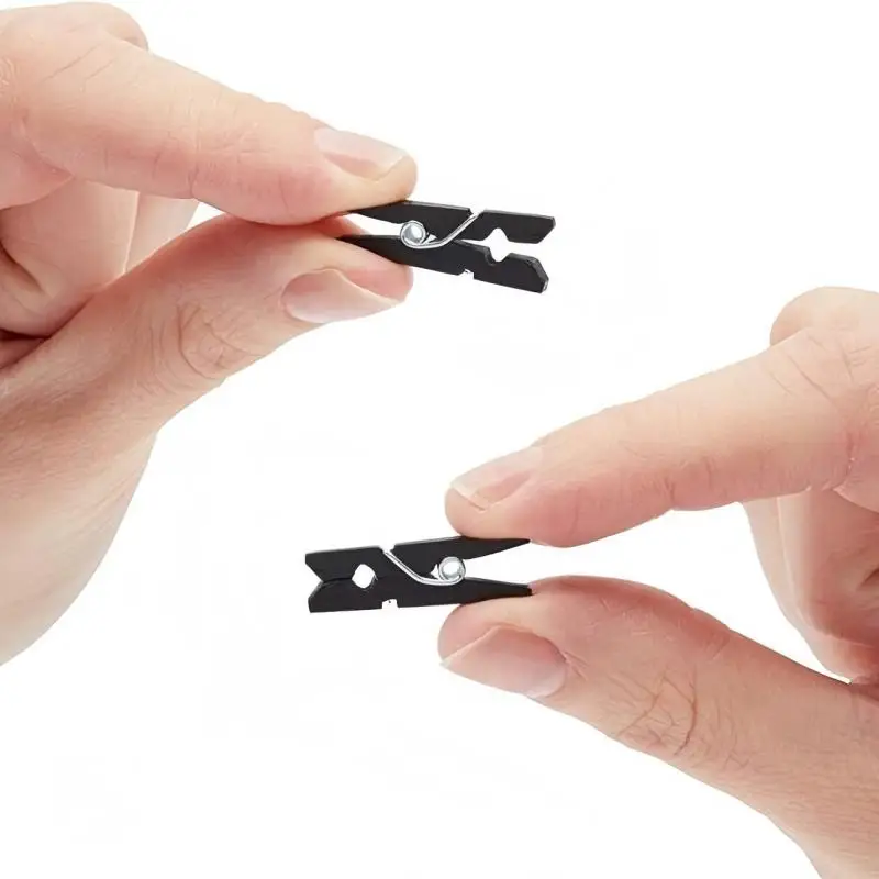 50pcs Black Wooden Clothespin Clips Photo Hanging Pegs Office Party DIY Decoration Accessories 26mm x7.5mm MT0642