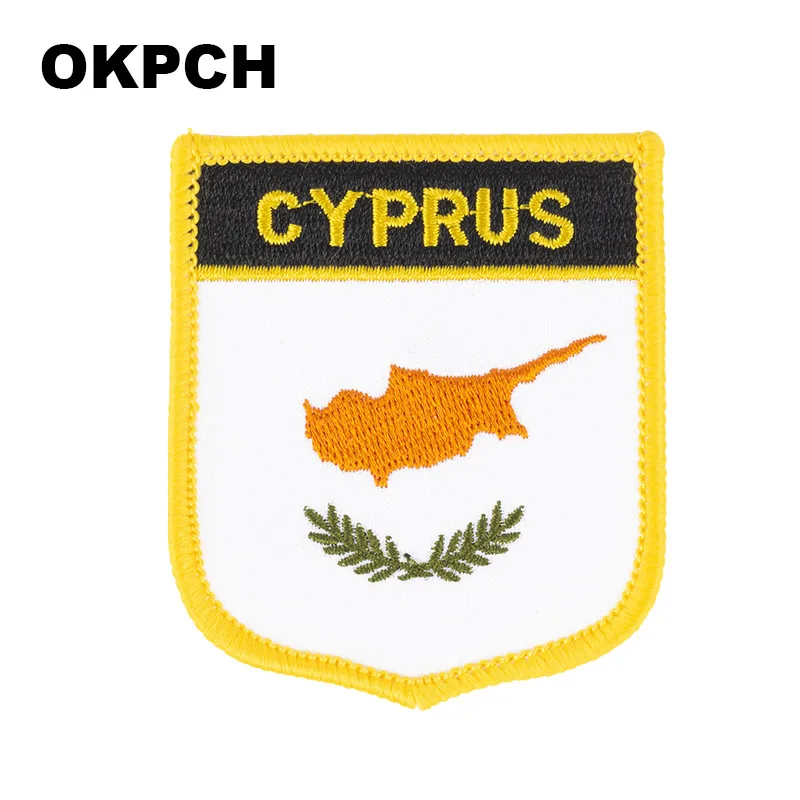 

Cyprus Flag Shield Shape Iron on Embroidery Patches Saw on Transfer Patches Sewing Applications for Clothes Back Pac