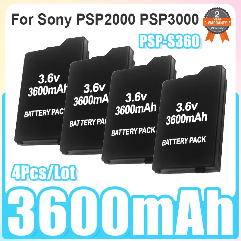 

4 шт. аккумулятор для геймпада 3,6 В 3600 мАч для Sony PSP 2000 PSP 3000 PSP3000 PSP2000PlayStation портативные перезаряжаемые сменные элементы