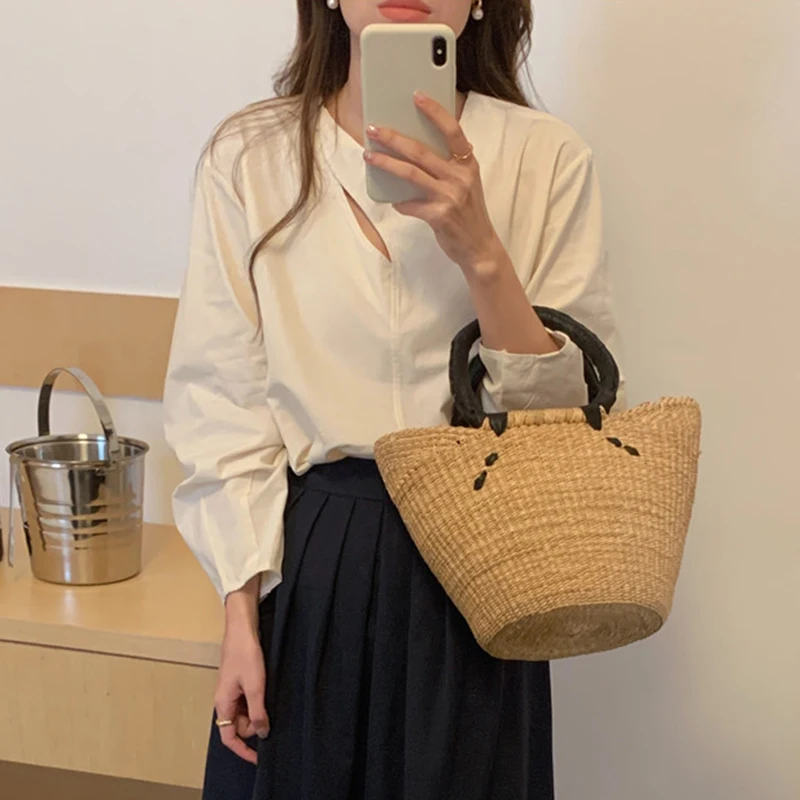 

Стильный повседневный женский топ с круглым вырезом и узлом, свободного кроя, с длинными рукавами, весенний, простой, с вырезами, свободного силуэта