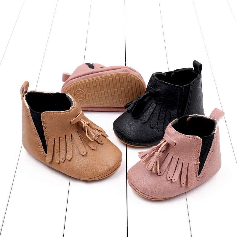 Baby Spring and Autumn Little Boots Soft PU High Quality Anti-slip TPRSole Ankel-covered Warm Prewalking Outdoor Sneaker BJZ3139