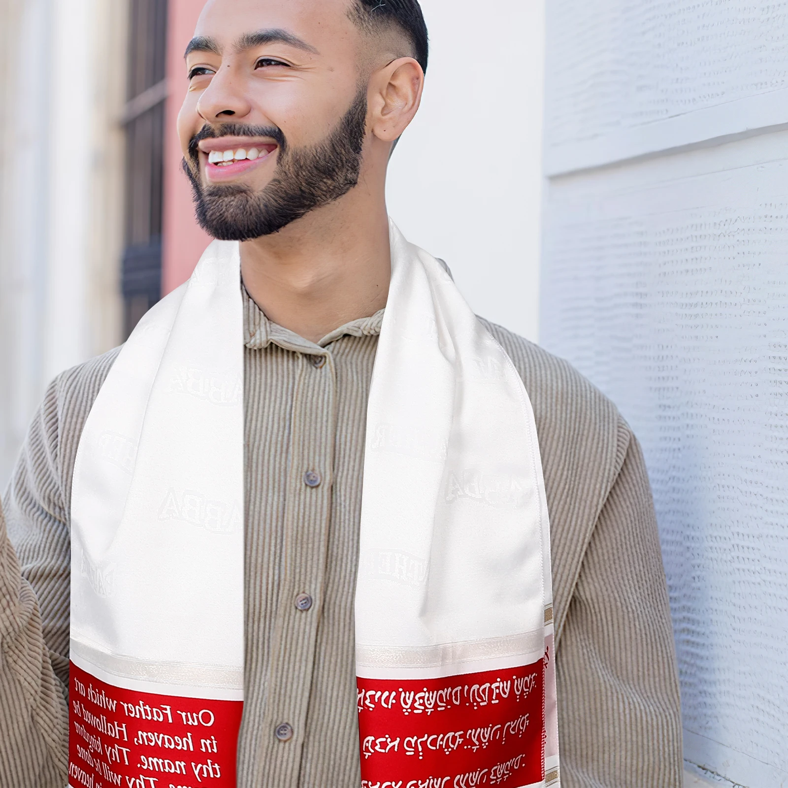 

Prayer Shawl Large Size Comfortable Touch Elegant Trim Religious Wrap Scarf Women Men Christian Islamic Daily Gift Polyester