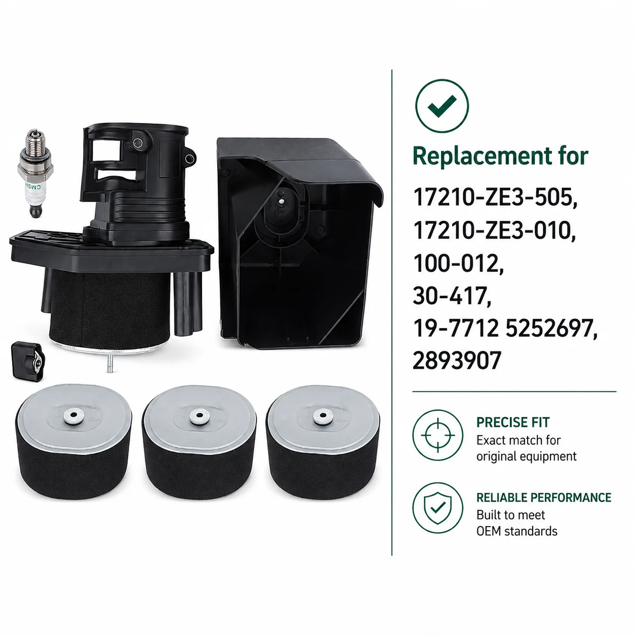 For Honda GX390 GX340 188F 190F Air Filter Housing Kit Spark Plug Tune Up Kit Replaces 17210-ZE3-505 17210-ZE3-010 Engine Mower