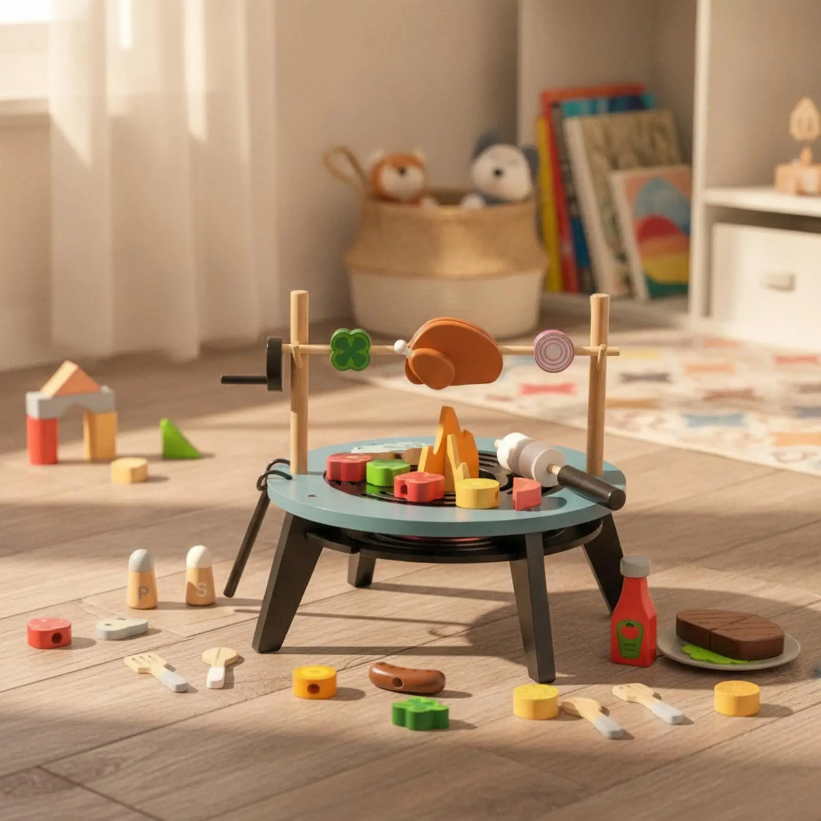 carrello-da-barbecue-in-legno-per-bambini-fornello-giocattolo-realistico-con-pentola-padella-condimenti-e-cibo-in-miniatura-per-giocare-a-cucinare