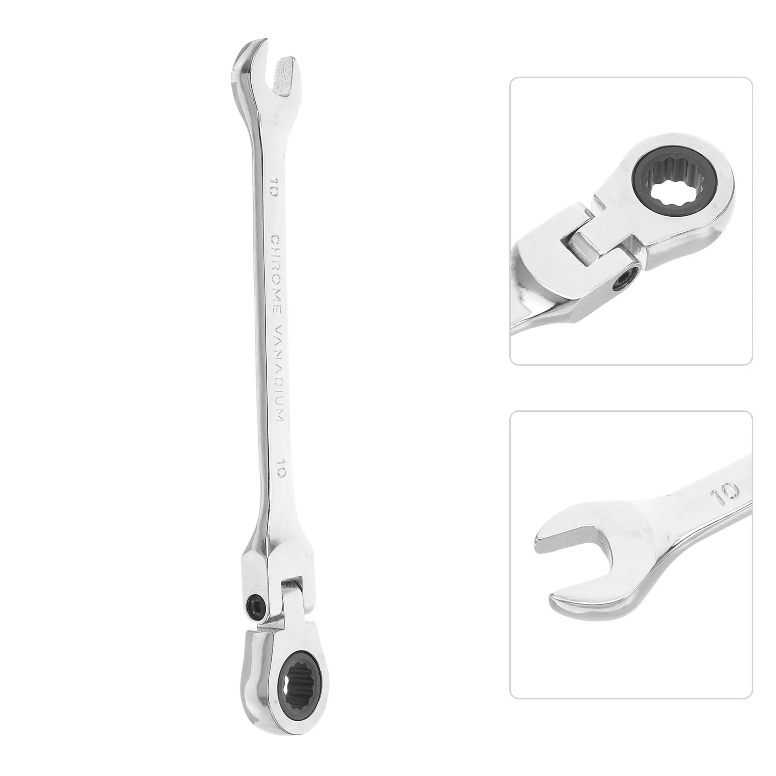 

10mm Wrench Spanner Chrome Vanadium Steel Alloy 45 48 Hardness Flexible Head Ratchet Combination Home Factory Use