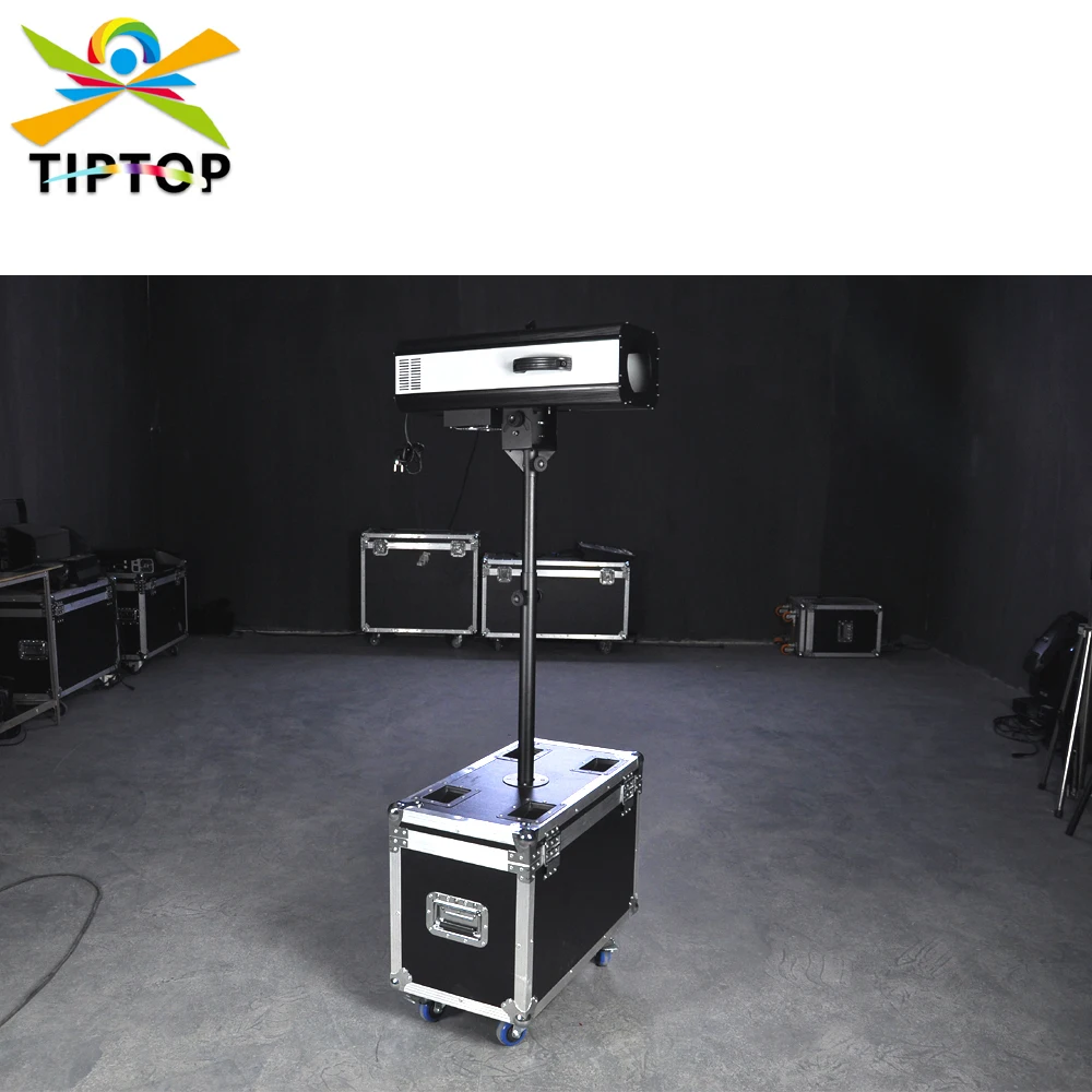 TIPTOP 350W Led Follow Spot Light Color Wheel Manual Rotate Flightcase Packing Iron Pipe Support Portable Design Height Adjust