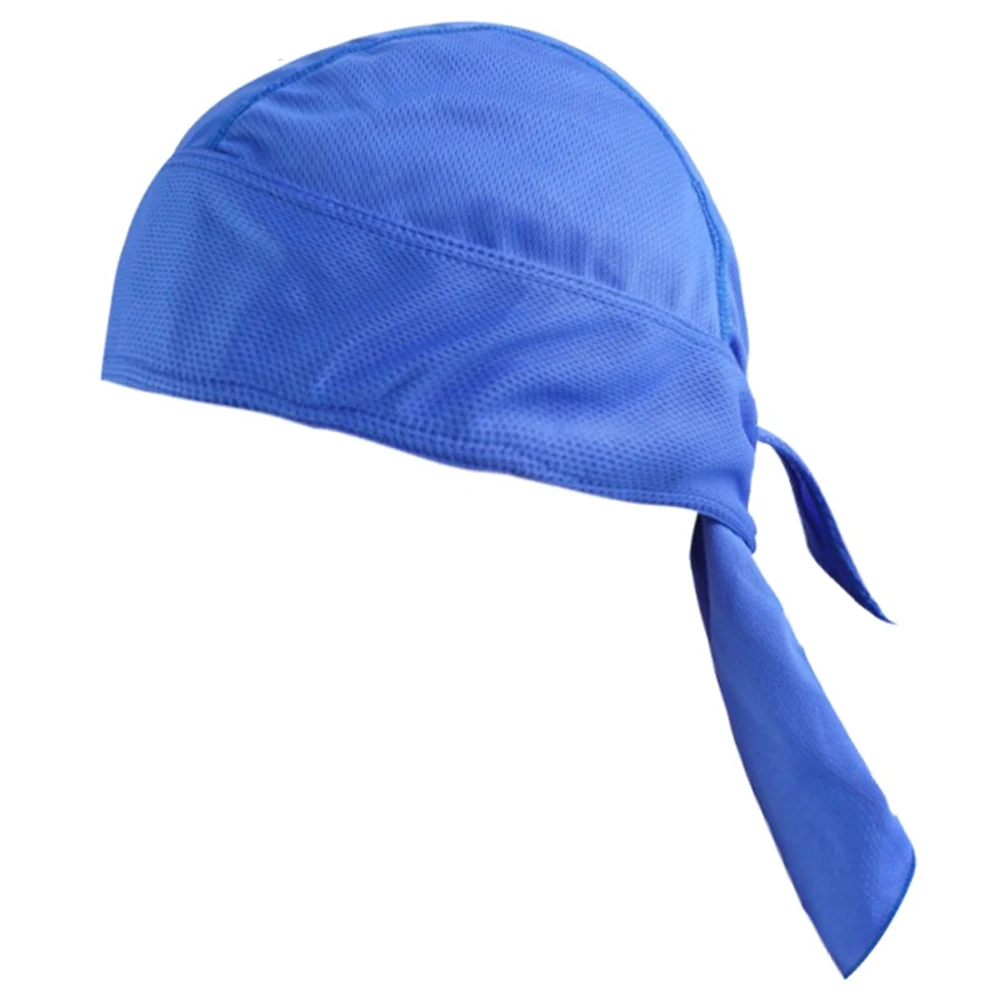 YHVC-Quick Dry Head Scarf Pure Cycling Cap Summer Men Running Riding Bandana Headscarf Pirate Hat Hood Headband Blue