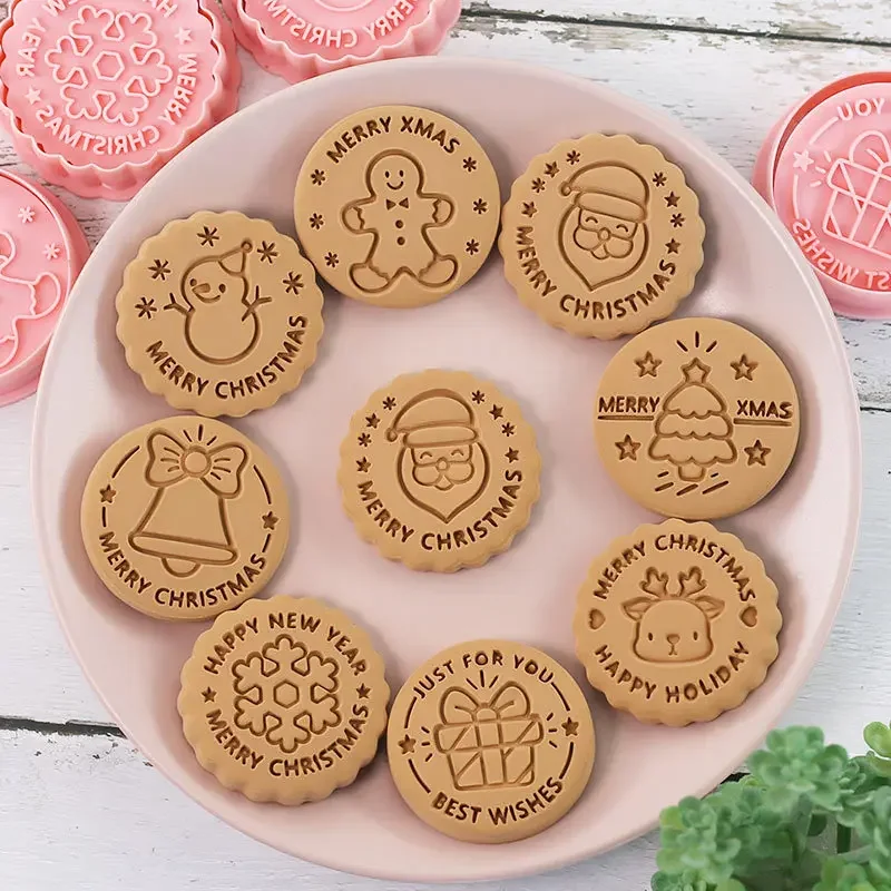 Christmas Cookie Mold Cartoon Santa Gingerbread Man Christmas Tree Cookie Cutting Die Baking Mold Fondant Cake Decorating Tools