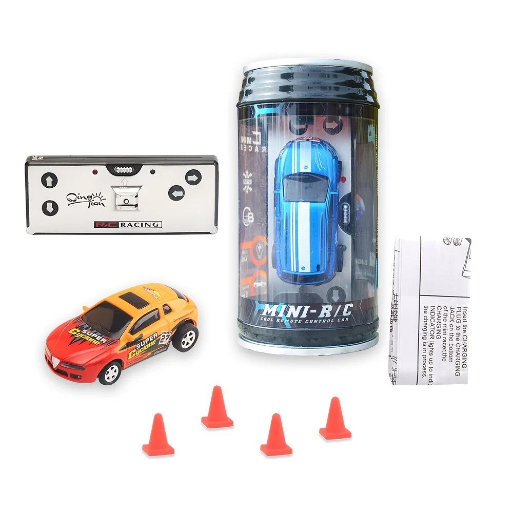 Mini Electric  RC Car Coke Can Speed  Radio Remote Control Micro Racing Car with Led Lights Car Toys Gifts for Boys Girls