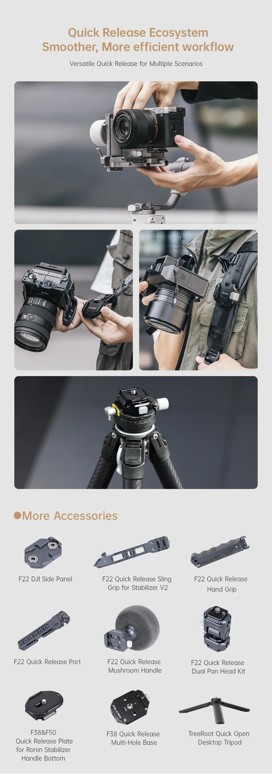 FALCAM F38 Schnellwechsel-Kit für DJI RS4 Mini-Stabilisator mit Anti-Mistouch-Modus, dreistufige Positionierungssteckplätze – Detail 7