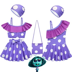 Envy kostiumy dla dzieci Inside Out 2 strój kąpielowy dziewczęce rozcięcie jednoczęściowe stroje kąpielowe Cosplay Cartoon Envy letnie dziewczyny kostiumy kąpielowe strój kąpielowy