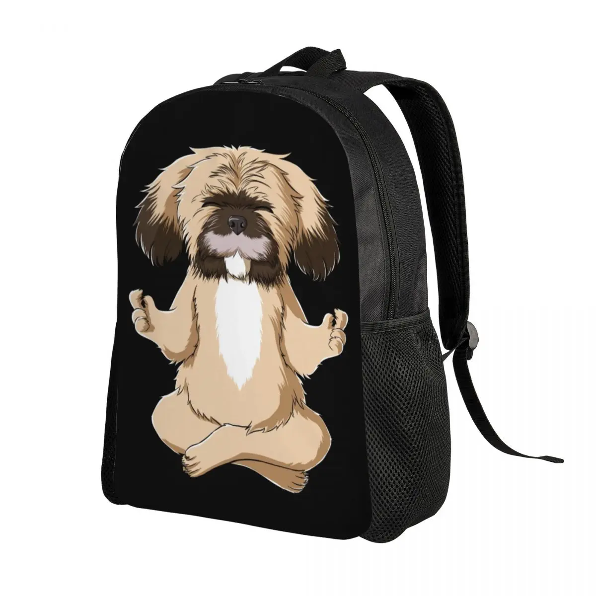 Meditation Yoga Shih Tzu Dog Backpack for Men Women Waterproof College School Pet Puppy Bag Print Bookbag