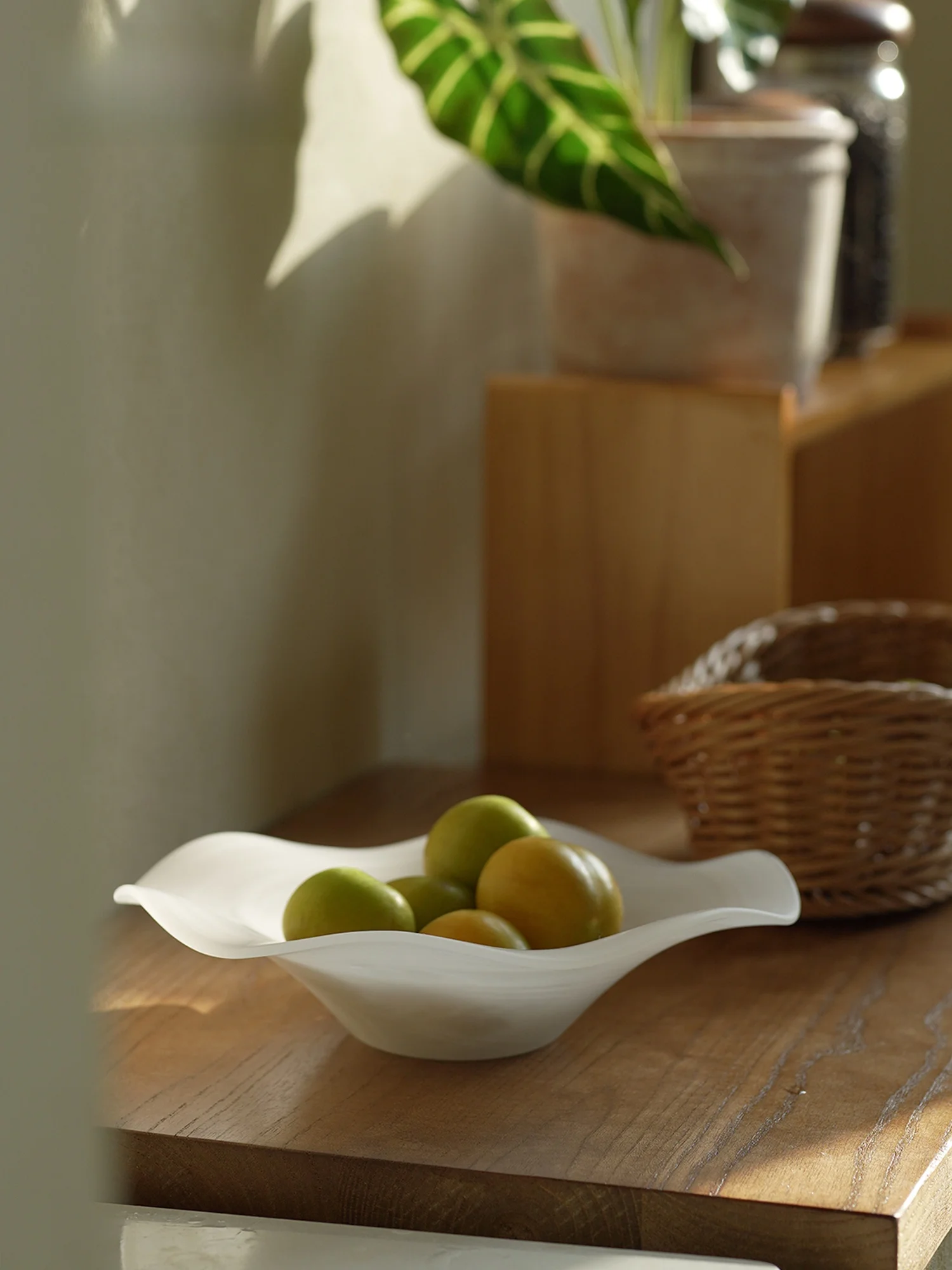 

Original White Cloud Mist Glass Wave Plate round ape Home Use Dinnerware Salad Bowl Fruit Tray Japanese Sle Pure Color