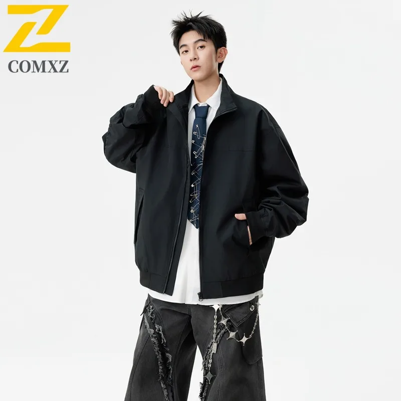 

COMXZ 2025 Winter Men Casual Baseball Jacket Korean Style Windproof Coat Outdoor Sport waterproof windproof Trendy windbreaker