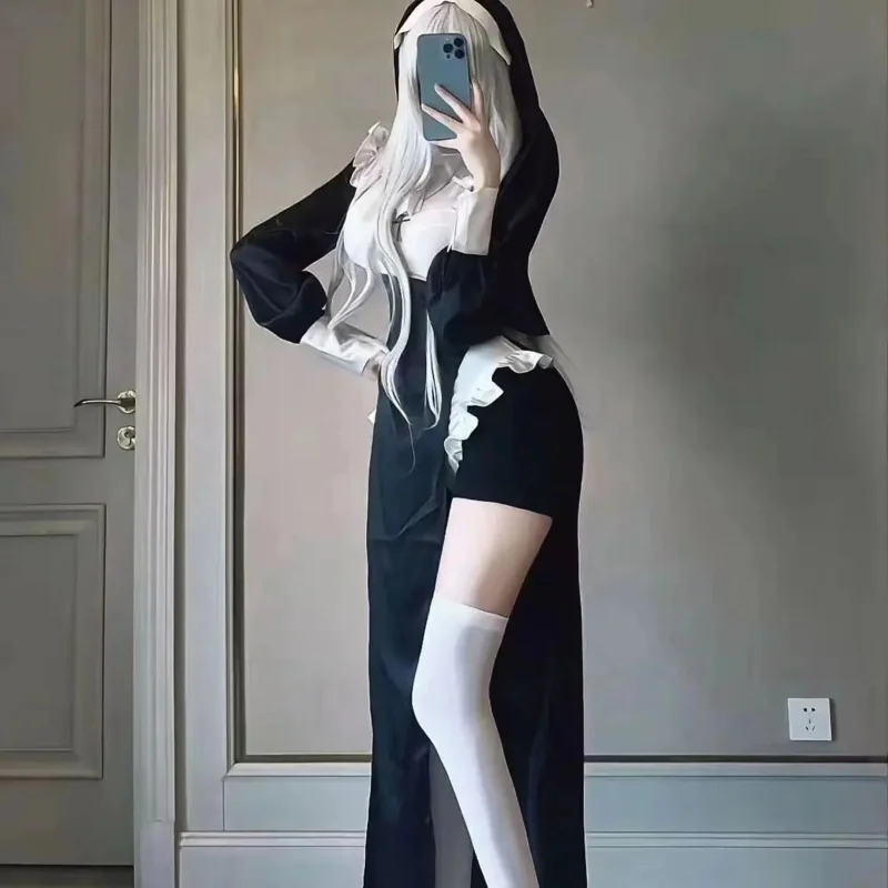 SS13Anime monjas diseño Original Cosplay Chowbie uniforme negro vestido Sexy disfraces de Halloween de gran tamaño para mujeres
