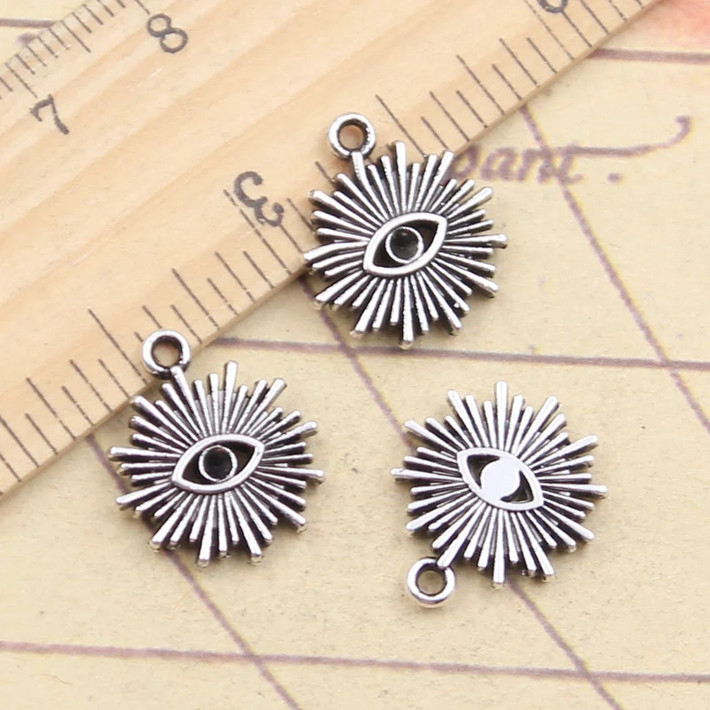 20pcs Charms Sun Eye Sunshine 17x15mm Tibetan Silver Color Pendants Antique Jewelry Making DIY Handmade Craft