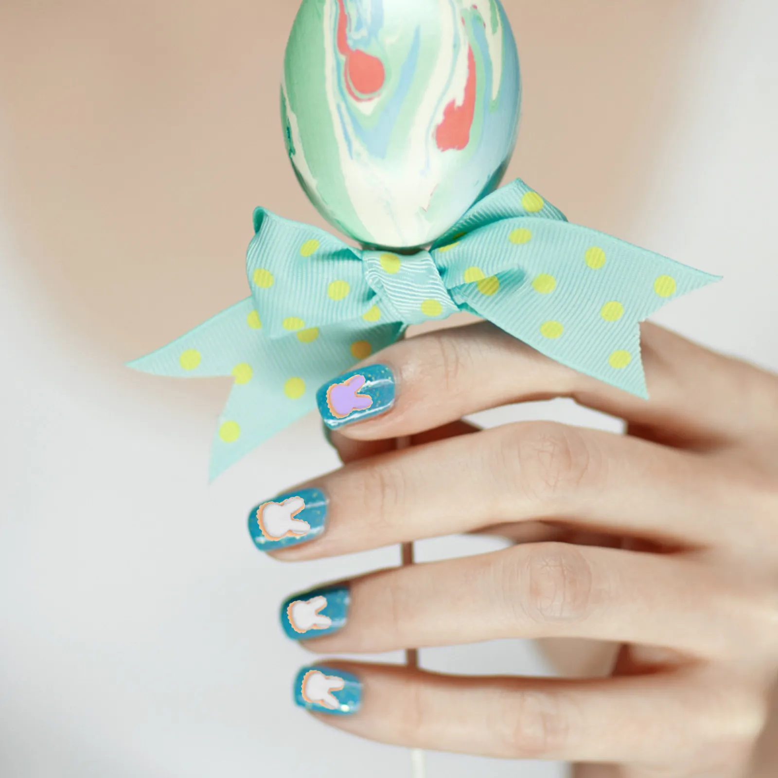 

Rabbit Shaped Nail Decor Accessory 128 DIY Manicure Stickers Easter Themed Resin Plastic Nail Art Supplies Salon Home Use