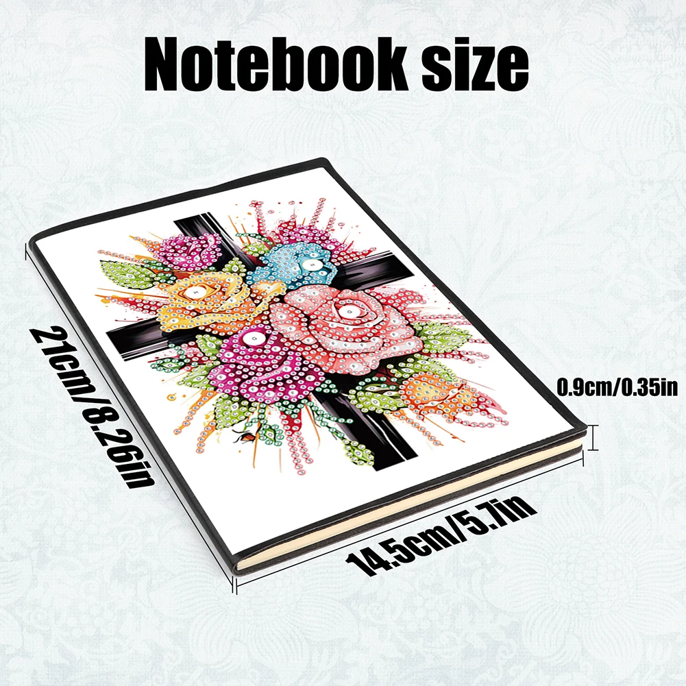 ดอกไม้ CROSS 5D เพชรภาพวาดโน้ตบุ๊ค DIY รูปพิเศษเพชรภาพวาดโน้ตบุ๊คเพชร Art Notebook ชุดสําหรับผู้ใหญ่เด็ก