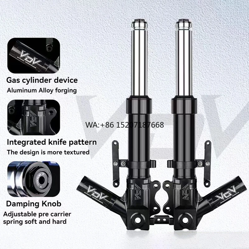 

V1 Front Shock Absorber with Damping Adjustment 375mm Installation Hole Distance for General Motorcycles New Condition