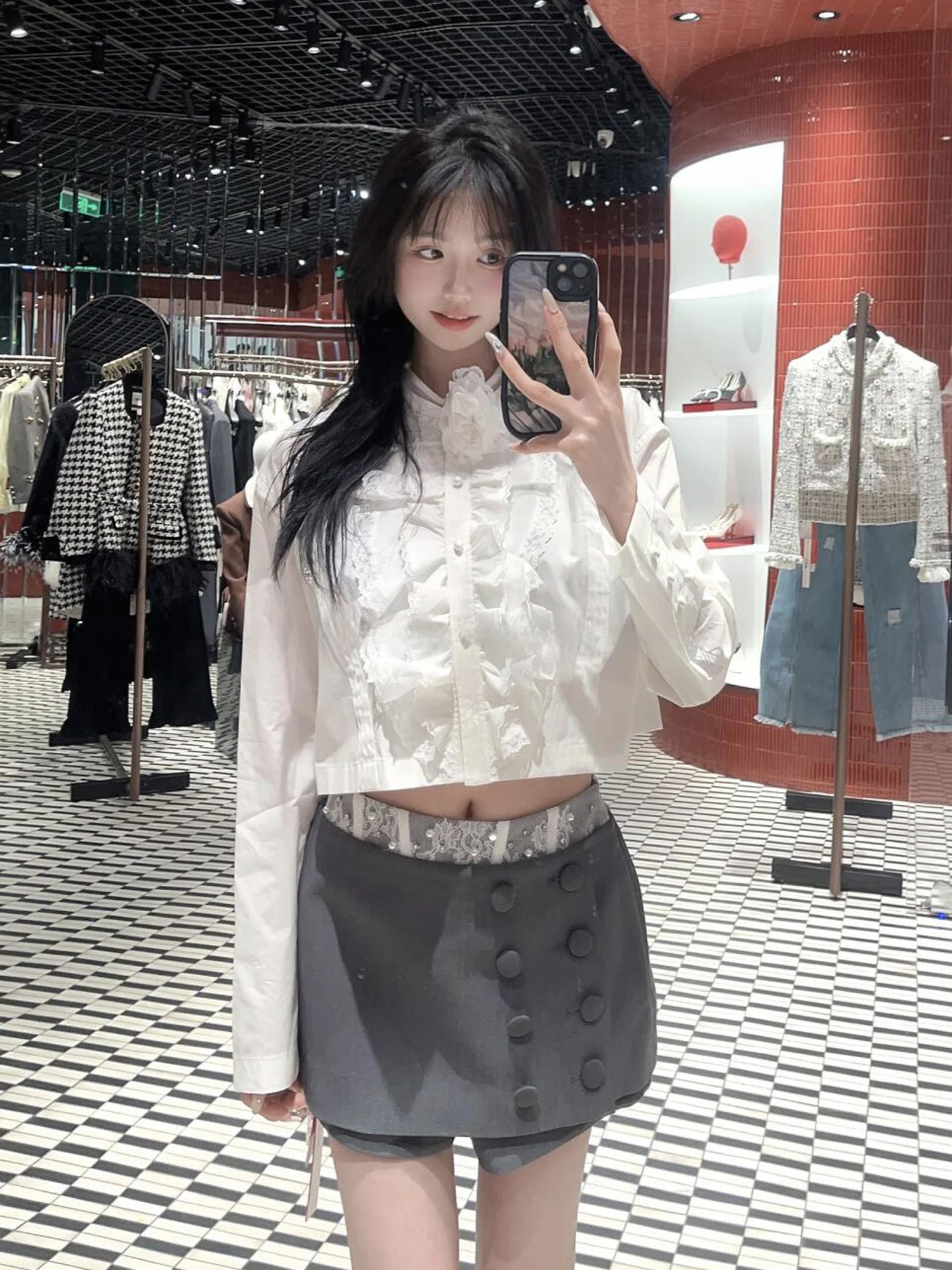 

Ele ort Sle Cotton irt с бусинами и кружевными украшениями для женщин, весеннее новое поступление, простое свободное платье для поездок на работу