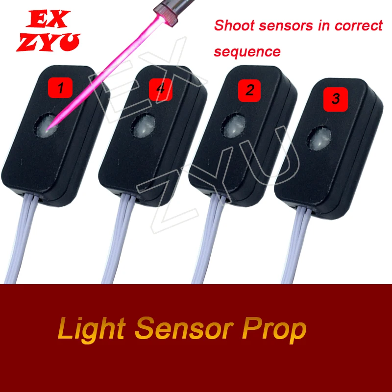 Light Sensor Prop real life escape room game shoot the light sensors in correct sequence  to escape the chamber room
