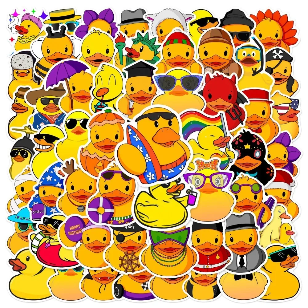 50pcs Cute Yellow Duck Stickers- Cartoon Waterproof Vinyl Decals for Laptops Water Bottles Phones -Perfect for Kids Adults