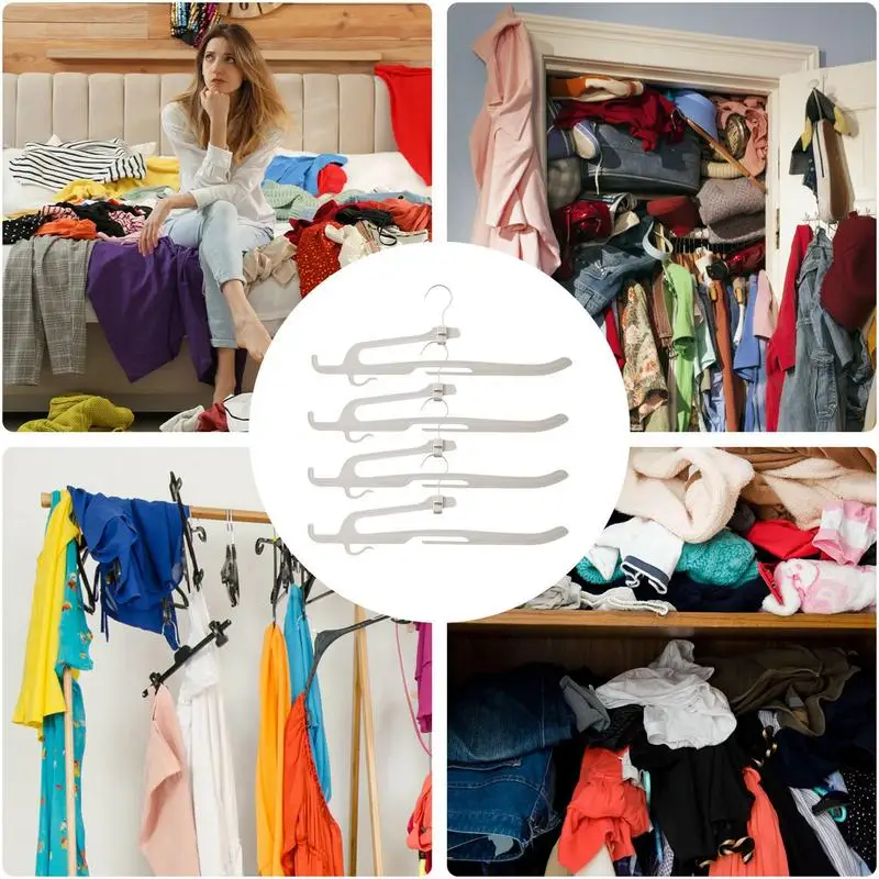 Pants Hanger With Hook 4pcs Anti Slip Hangers For Trousers Foldable Multi-function Space-Saver Hurdle Hanger Scarf Organizer