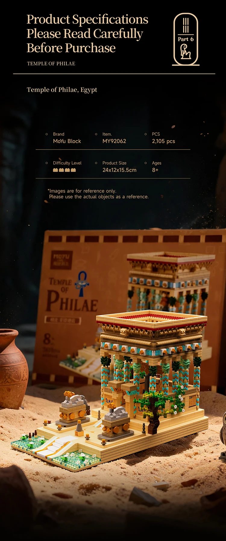 2015PCS Temple Of Philae MOC Building Blocks Ancient Egyptian Micro Mini Architectural DIY Model Bricks Toy Statues Gift