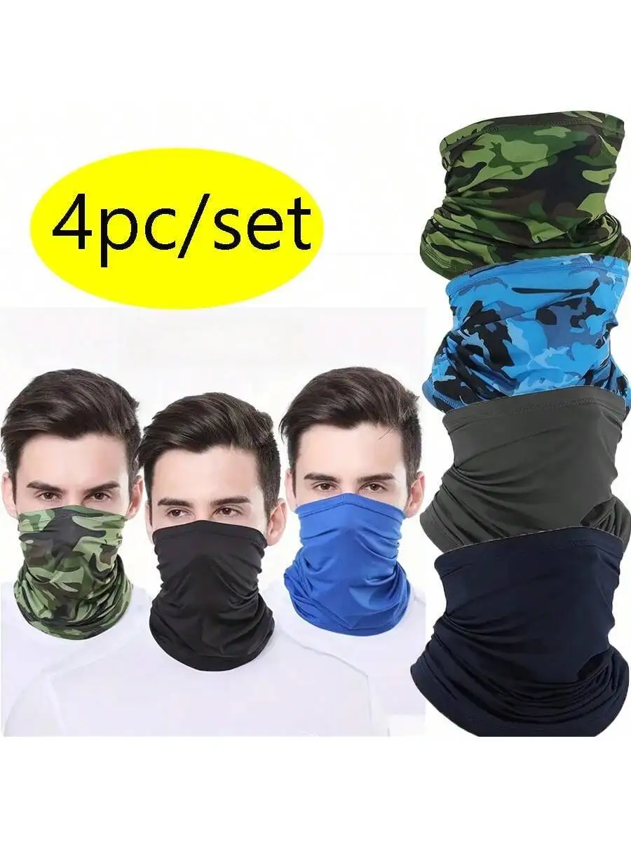 

4pcs Set Camouflage Neck Gaiter Breathable Face Cover For Outdoor Sports UV Protection