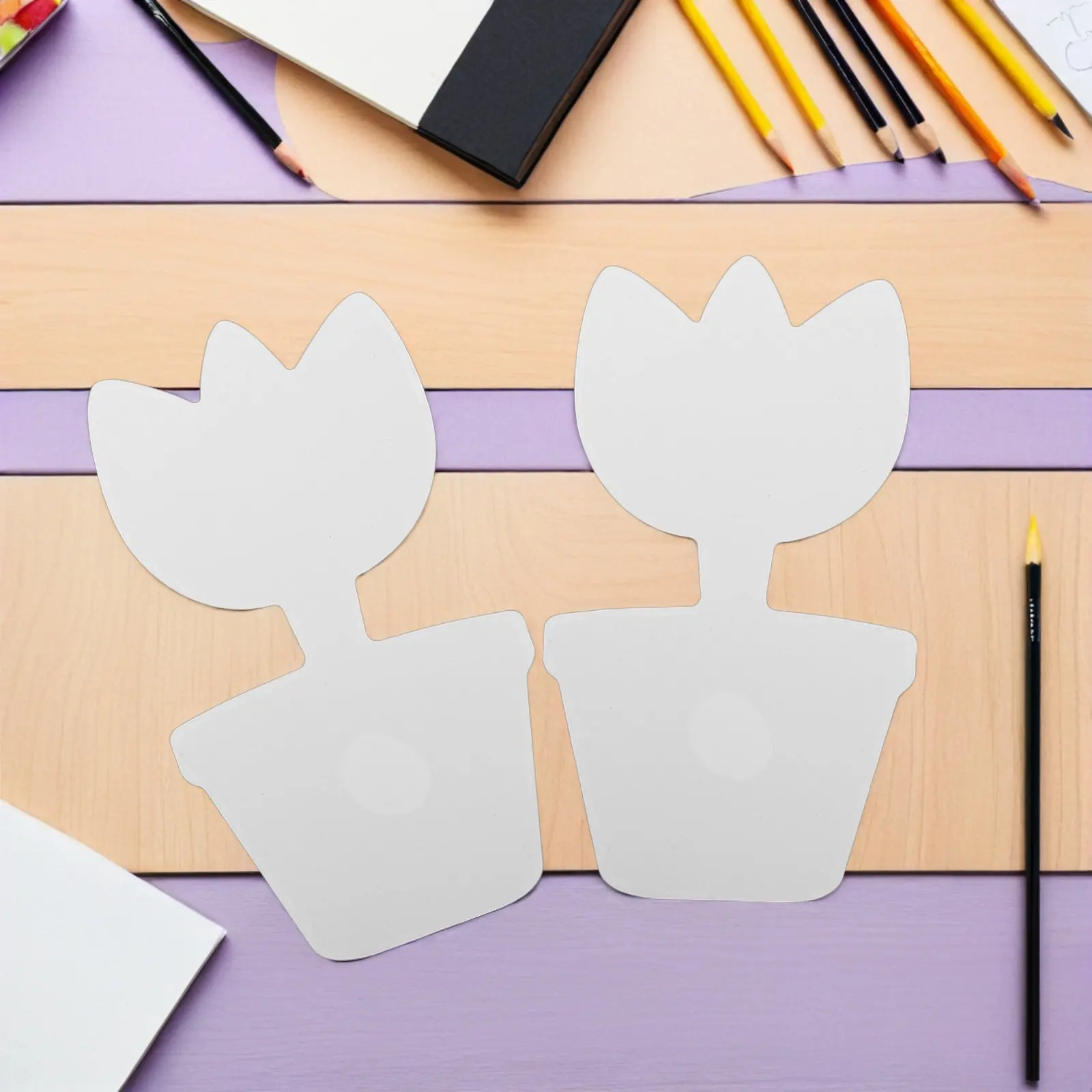 20Pcs Unpainted Flower Pot Craft Shapes Cardboard DIY Coloring Kits for Creative Art Projects Spring Holiday Party
