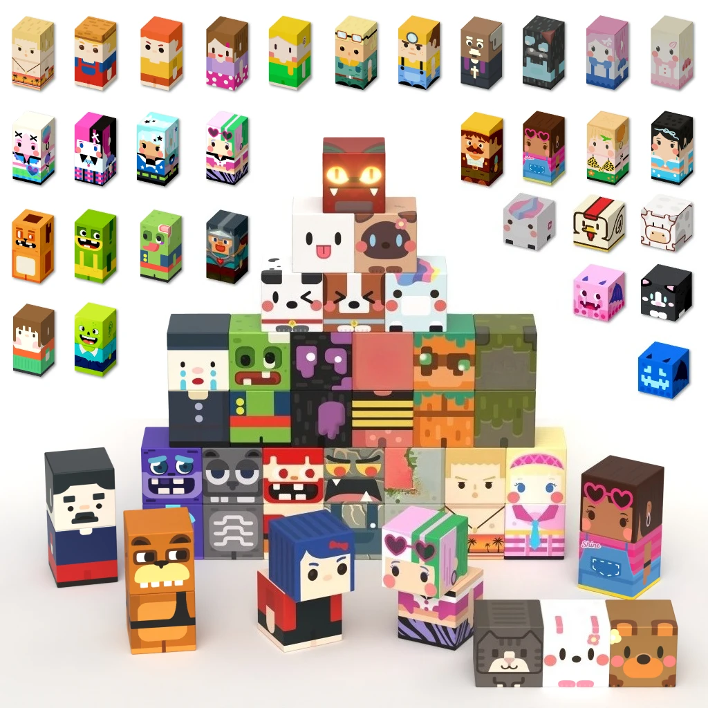 Blocos de Construção Magnéticos, Personagens do Mundo Magnético, Animais, Cubos, Brinquedo Educacional STEM, Presente para Meninos, Meninas e Crianças