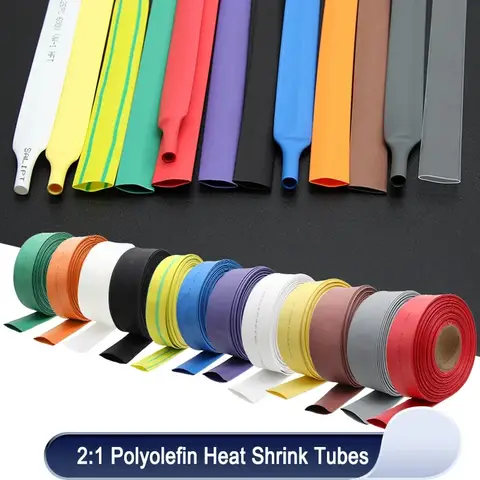 Bilashmart 2:1 Heat Shrink Tubing Dia 1 2 3 4 5 6 7 8 9 10 12 14 16 20 25 30 40 50 mm Thermoresistant Sleeve Polyolefin Cable Repair Tube