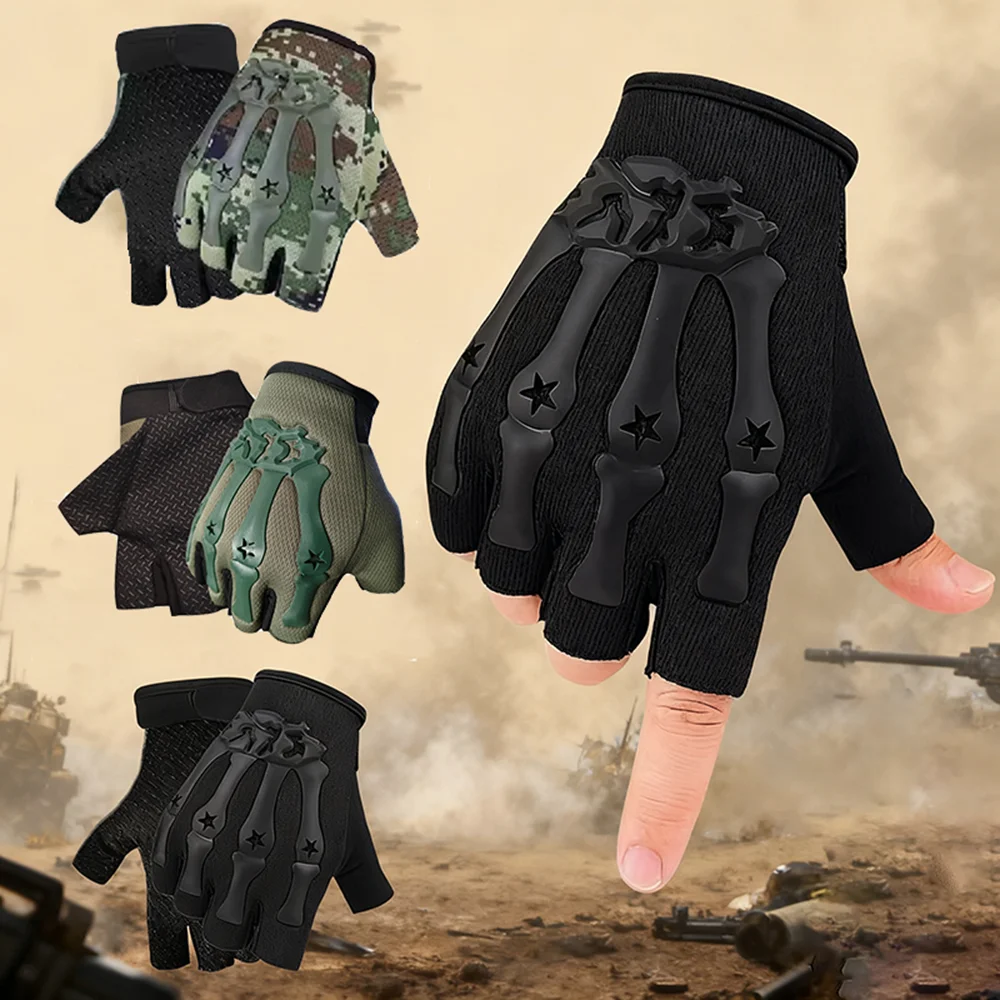 Taktische Fahrradhandschuhe für Herren im Freien, rutschfest, atmungsaktiv, Halbfinger-Handschuhe, Fahrrad, Wandern, Wandern, Jagd, Sporthandschuhe