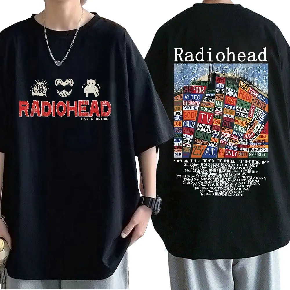 Vintage Rock Band Radiohead T Shirt Men 100% Cotton T-shirts Hip