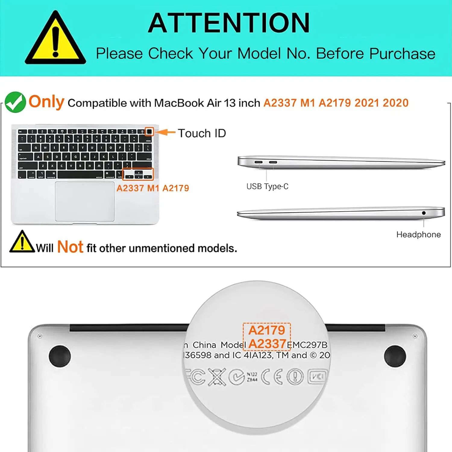 Keyboard Cover For MacBook Air 13 inch 2022 2021 2020 Release A2337 M1 A2179 with Touch ID Waterproof Protective Silicone Skin