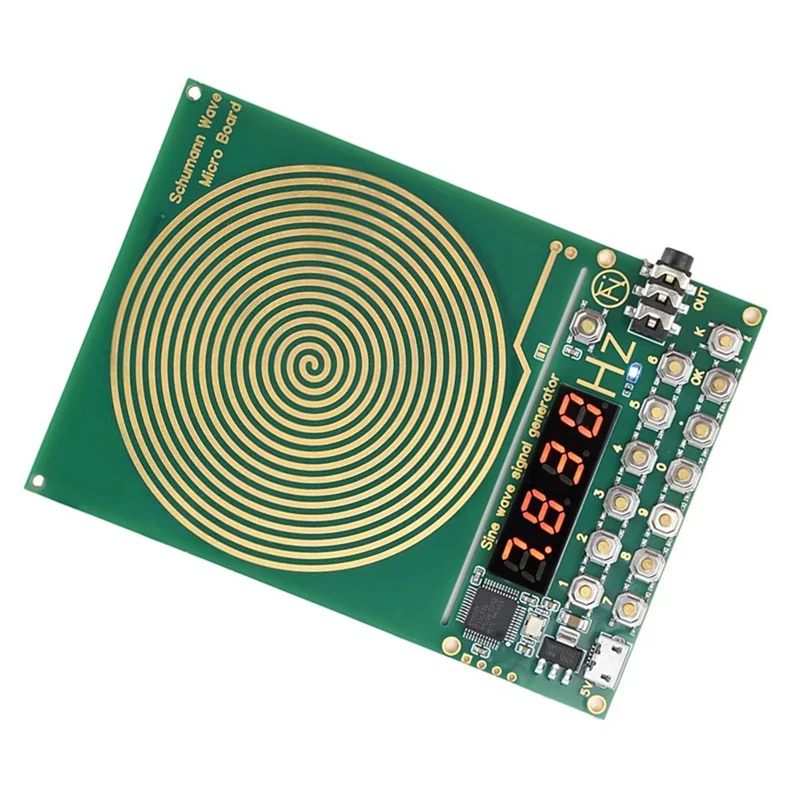 ABGI-регулируемая частота 0,01 Гц- 99999 Гц DC5V Micro-USB 7,83 Гц Генератор синусоидальной волны Шумана без корпуса