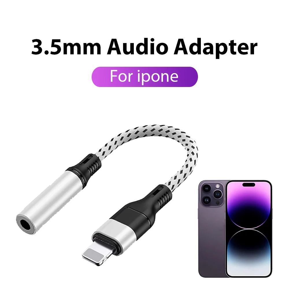 Adapter To 3.5mm Jack AUX Cable For Apple iPhone 14 13 12 11 Pro Max Male To Female Adapter Headphone Converter Audio Splitter