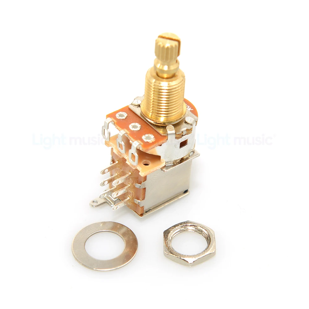 2Pcs Brass Split Shaft Bass Guitar Push Push Potentiometer Switch Toggle Control Pots A250K / B250K / A500K / B500K Guitar Parts